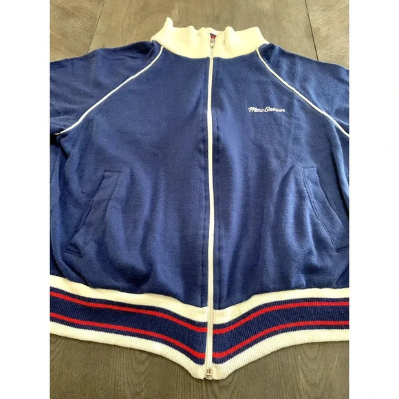Vtg MacGregor Full Zip Jacket Blue Red White Acrylic Triple Knit Men's Medium M - Picture 3 of 10
